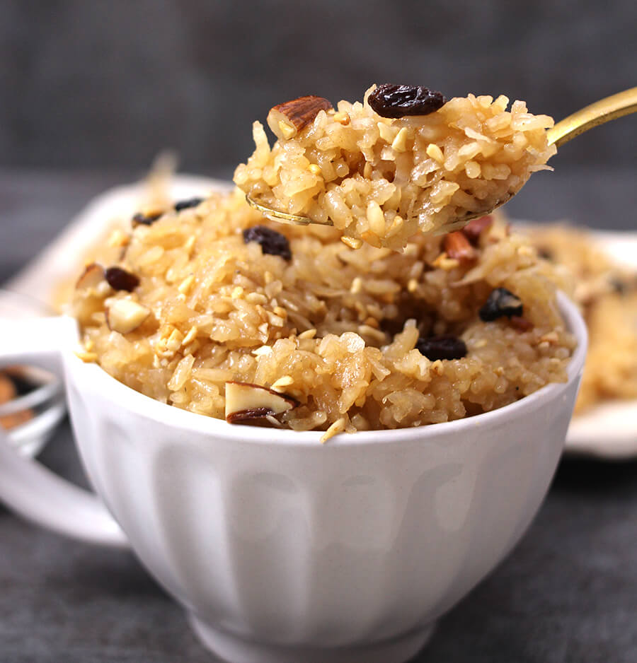 south indian traditional recipes, indian sweets & desserts, jaggery rice in pressure cooker #festival