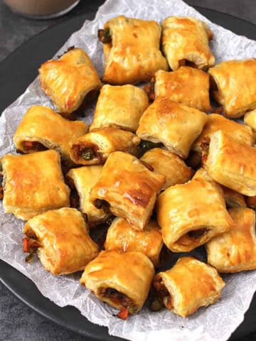 Mini Veg Puff / Bakery Style Curry Puffs Bites - Best evening snack or puff pastry appetizer.