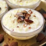 Rice kheer, Chawal ki kheer or payasam recipe - Classic Indian rice pudding dessert recipe.
