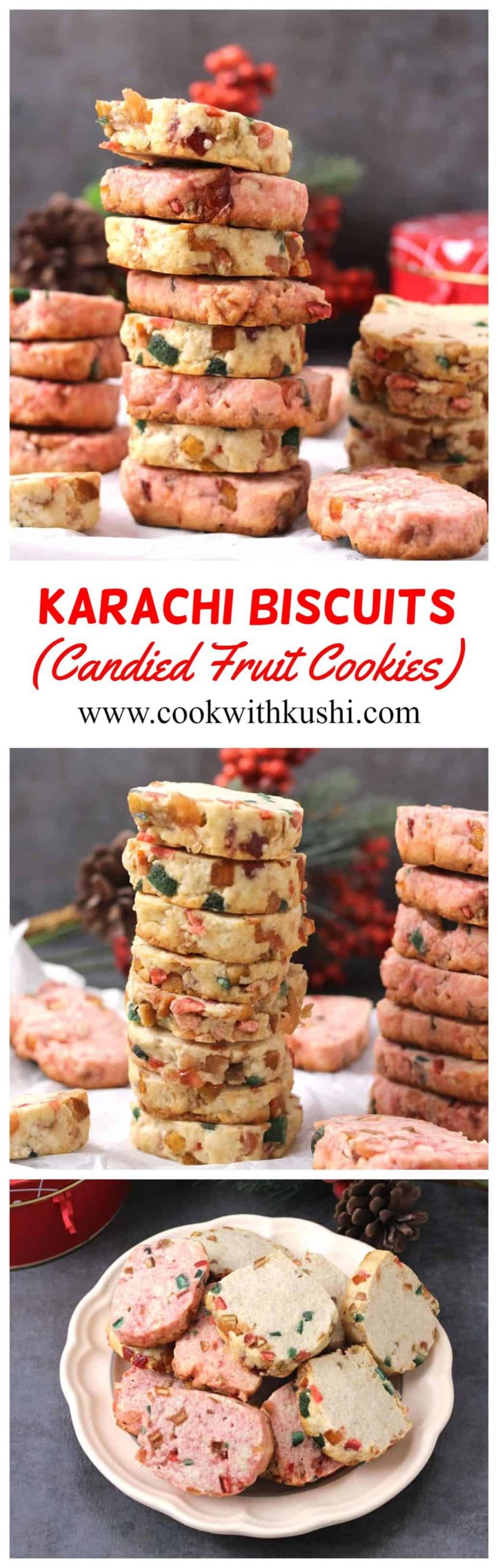 Candied Fruit Cookies | Karachi Biscuits Recipe - eggless, crispy and buttery melt in mouth cookies with candied fruit or tutti frutti bits. #HolidayCookies #ChristmasCookies #ThanksgivingDesserts #fruitbiscuits #egglesstuttifrutticookies #indianbakerybiscuits 