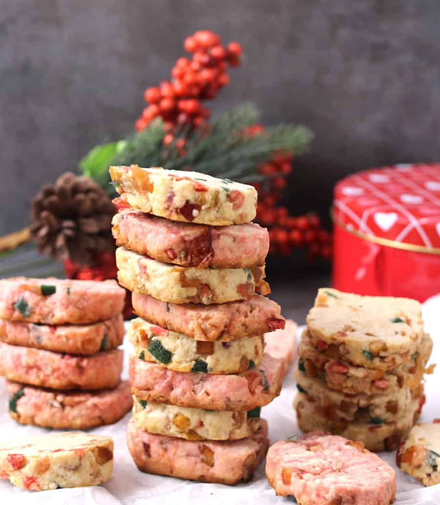 Candied Fruit Cookies | Karachi Biscuist Recipe , Eggless Tutti Frutti Cookies Recipe , Indian Bakery Biscuits, Christmas Dessert
