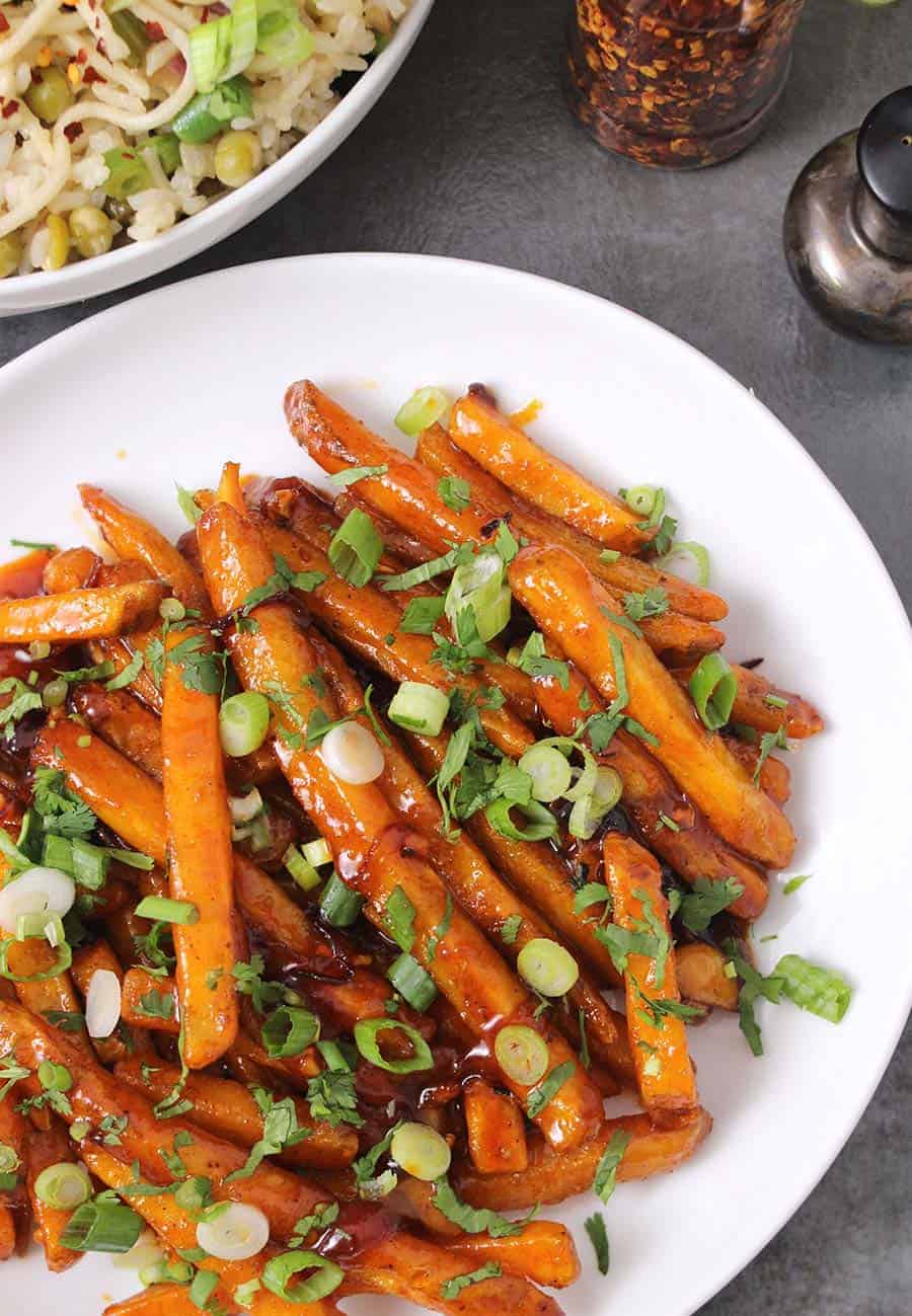 Crispy Honey Chilli Potatoes / Honey Sriracha Chicken / Party Food Ideas / Super Bowl Recipes, football party appetizers 
