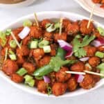 Best soya manchurian or soya chunks chilli, Indo-Chinese vegetarian starter, appetizer.