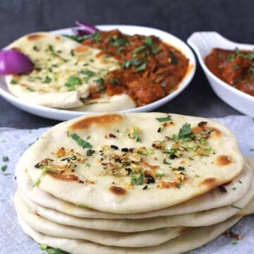 Garlic Naan, Butter Naan, tandoori naan, restaurant style naan, best, simple and easy naan recipe, Indian flatbread or roti recipes, naan and curry, keto naan