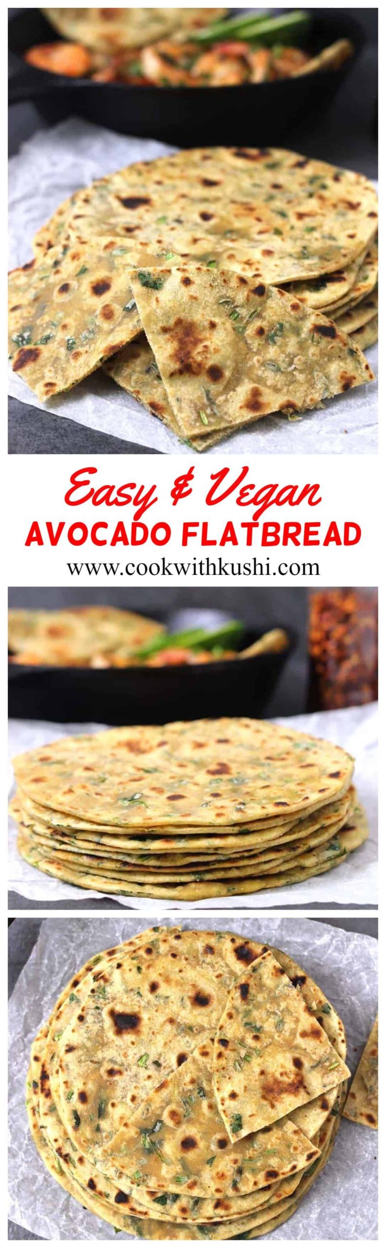 Avocado Flatbread is a super soft and delicious, easy to make oil free vegan bread prepared using 6 ingredients in less than 30 minutes. This is 100 % whole wheat flatbread. #avocadorecipes #avocadobreadtoast #fusionfood #lunchbox #flatbread #veganbread #vegetarianrecipes #indianfood #vegetarianmeal #dinnerrecipes #dinnerideas #dietfood #healthyfood #cleaneating