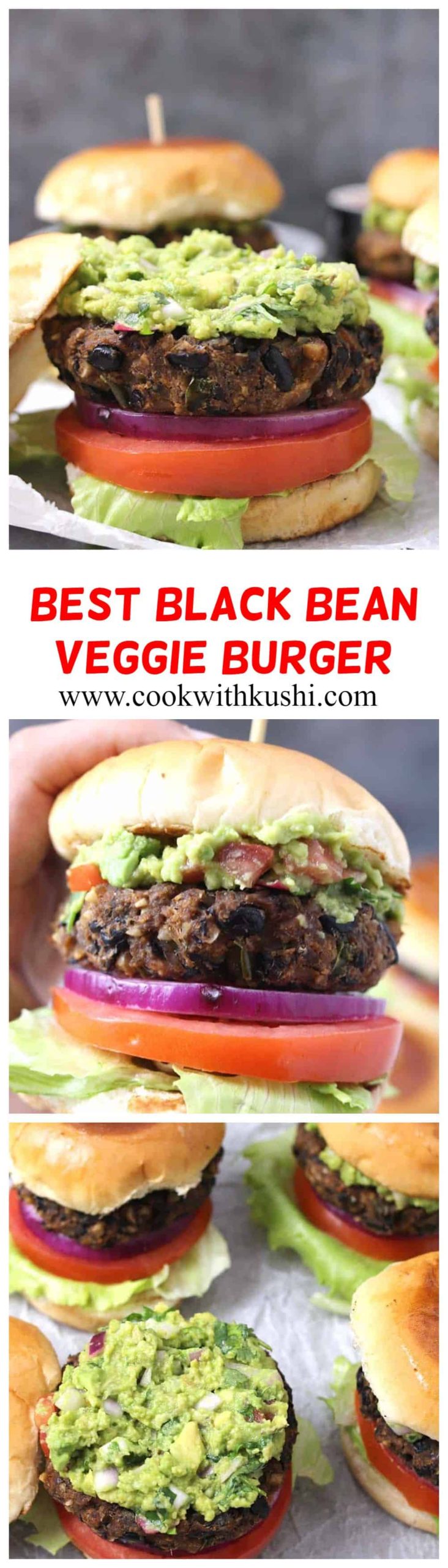 This Black Bean Burger is thick, healthy and hearty, quick and easy to make fool proof vegetarian recipe. Even meat eaters are going to love this low calorie food for dinner! #blackbeanburger #veggieburgerrecipe #burgerpattyrecipe #bbqrecipes #veggeiesgrill