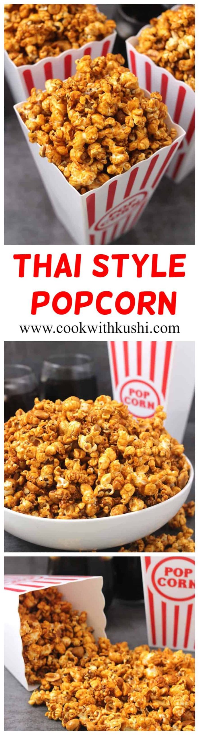 Thai Style Popcorn is an addictive snack with a perfect combination of flavors. It is crispy and crunchy with the right amount of sweet, sour, and spiciness. This is also vegan and gluten free. #popcorn #snacks #healthysnacks #indianrecipes #thairecipes #ketorecipes