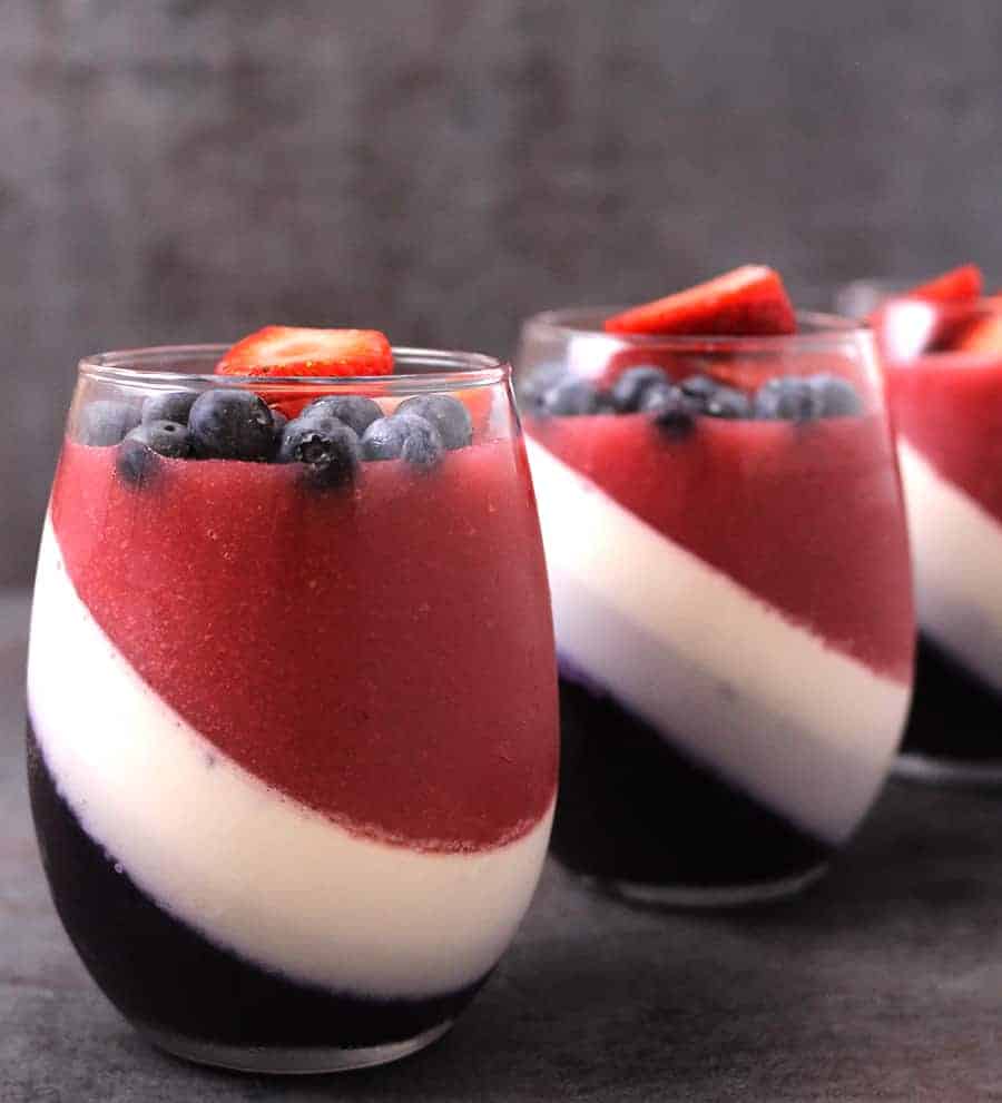 4th of july dessert, red white and blue patriotic dessert #americanflag #pannacotta