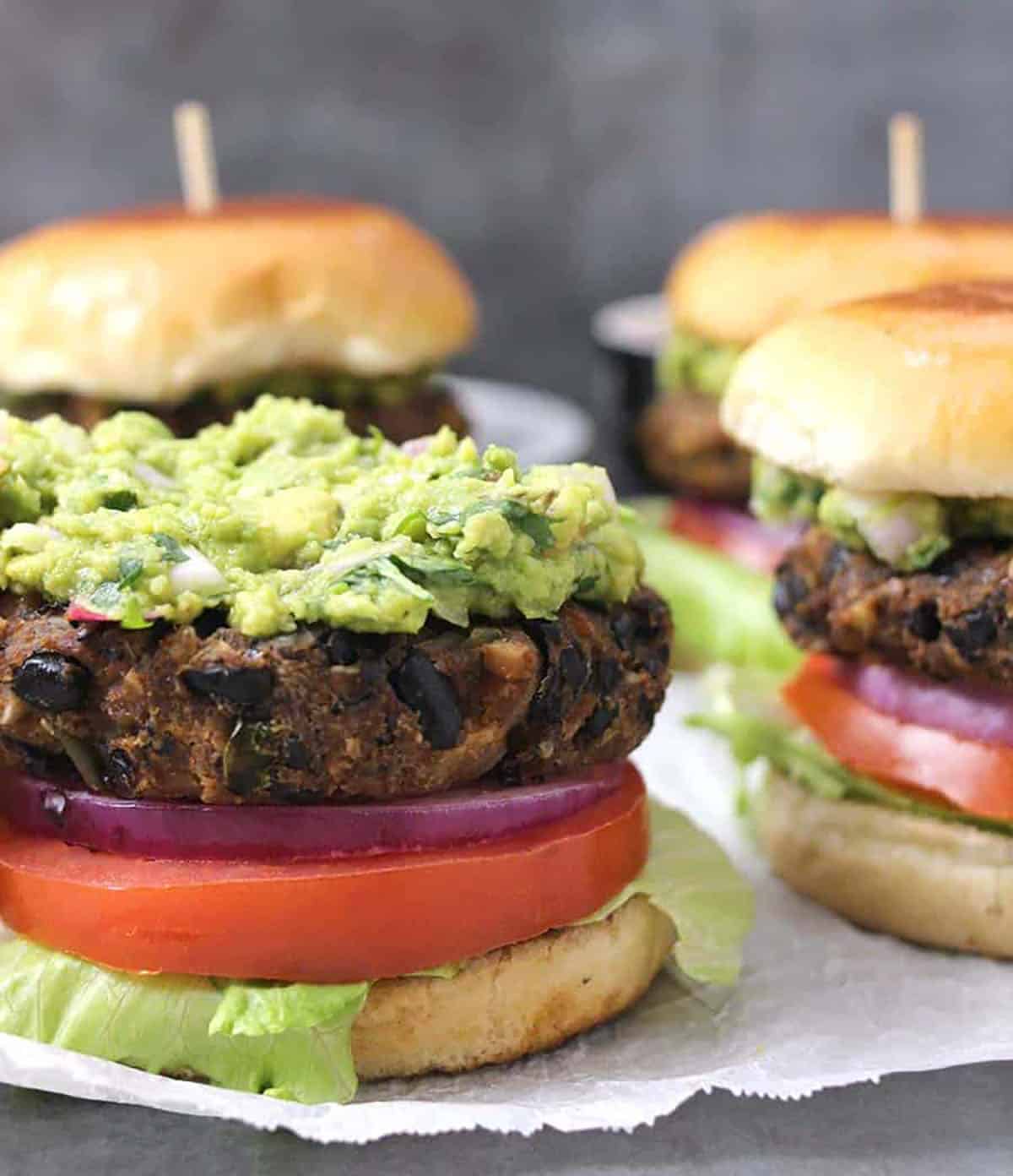 Black bean burger for a summer potluck, picnic, outdoor grill like 4th of July, Memorial Day etc.
