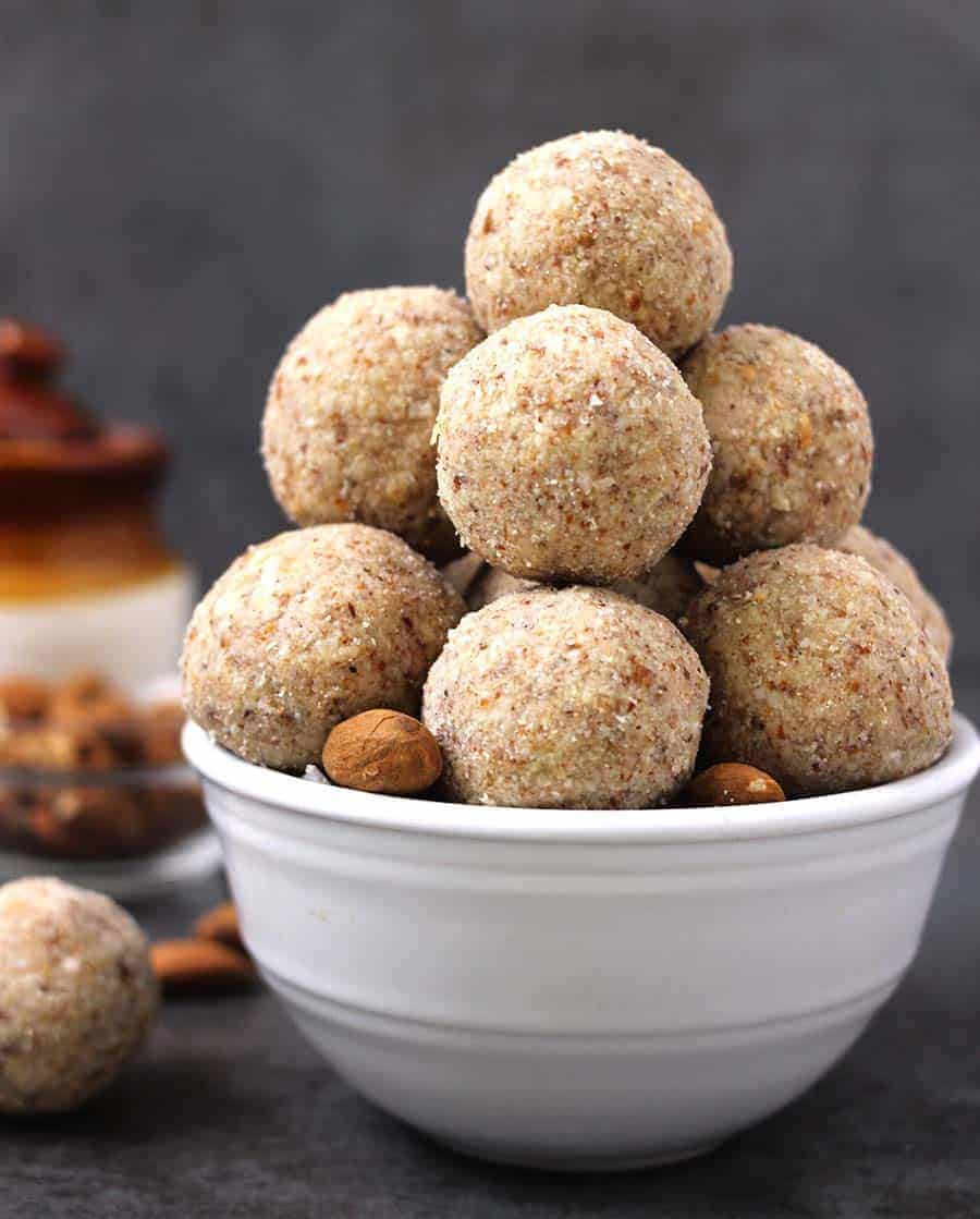 Badam ladoo, #laddu, #ladoo diwali recipes, Indian sweets and desserts recipes for holi, navratri, ganesh chturthi, eid, ramzan, christmas, raksha bandhan, mithai, meetha #ladoo #laddu