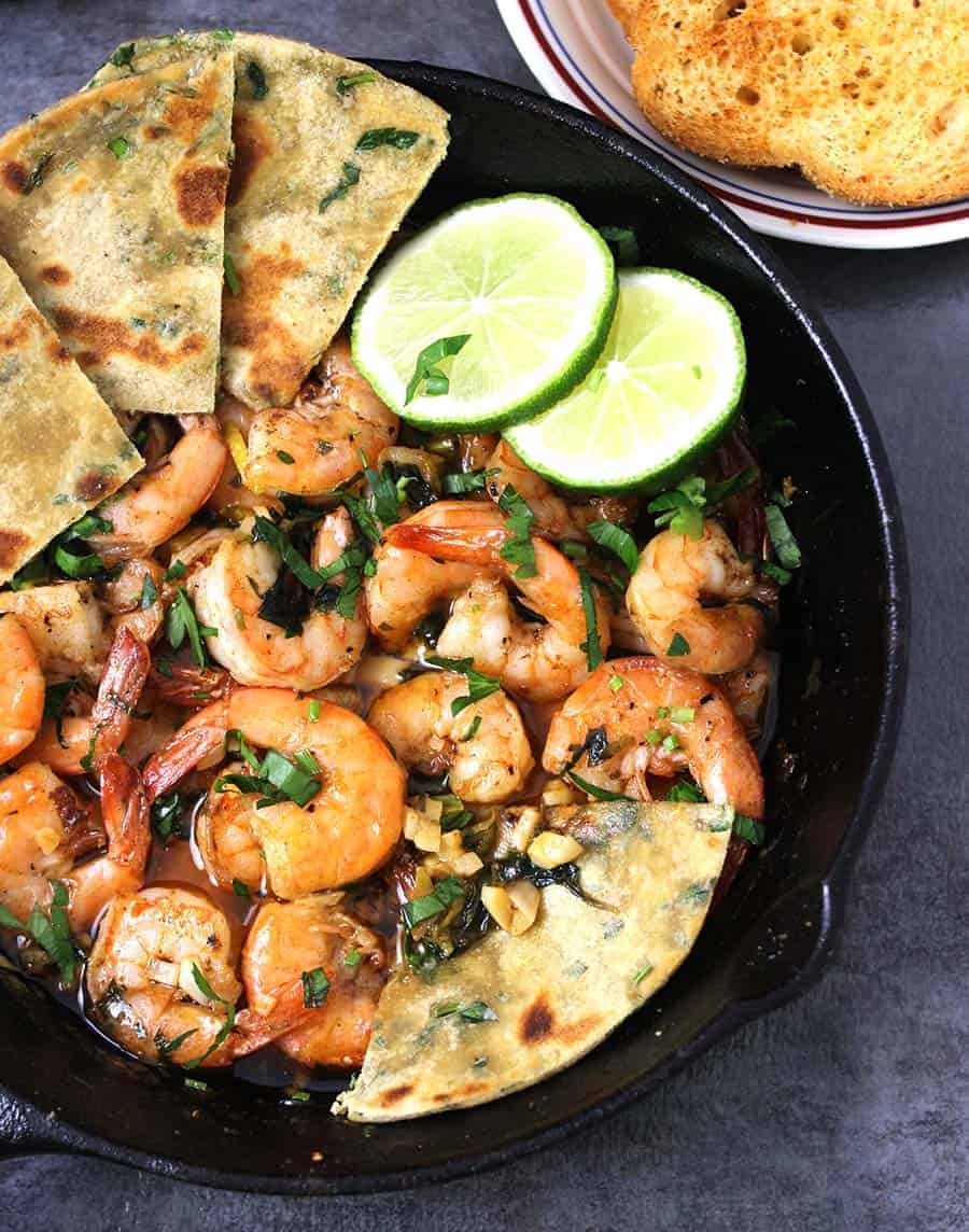 Garlic butter shrimp - perfect side dish or appetizer for dinner and lunch, healthy prawns recipes