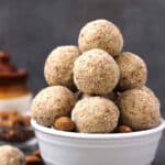 Badam Laddu (Almond Ladoo) - Coconut Almond Balls, an Easy bite-size Indian Sweet recipe.