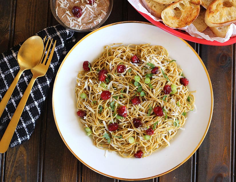 Cranberry Pesto Pasta, award winning fancy and impressive pasta, Italian pasta recipes, weekend and weeknight meal (lunch and dinner recipes)