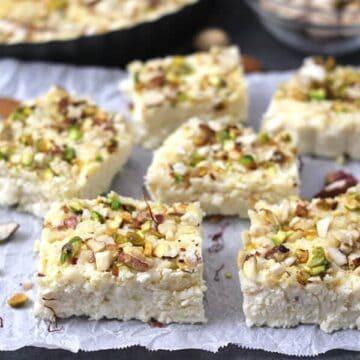 kalakand sweet recipe, quick and easy kalakand recipe with paneer, ricotta cheese, condensed milk