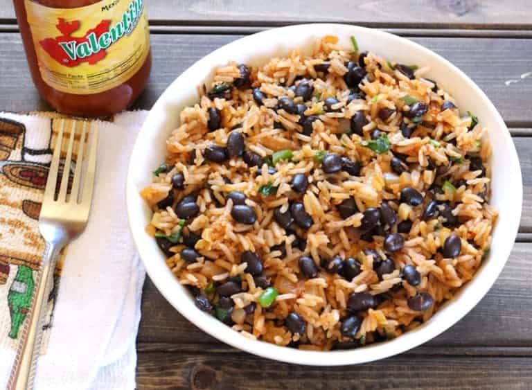 Mexican rice, black beans rice, Garlic Naan Bread