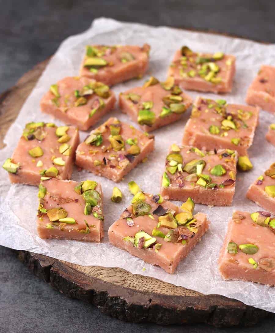 rose pista cake, mawa (mava), kohya recipes, Indian sweets and desserts recipes 