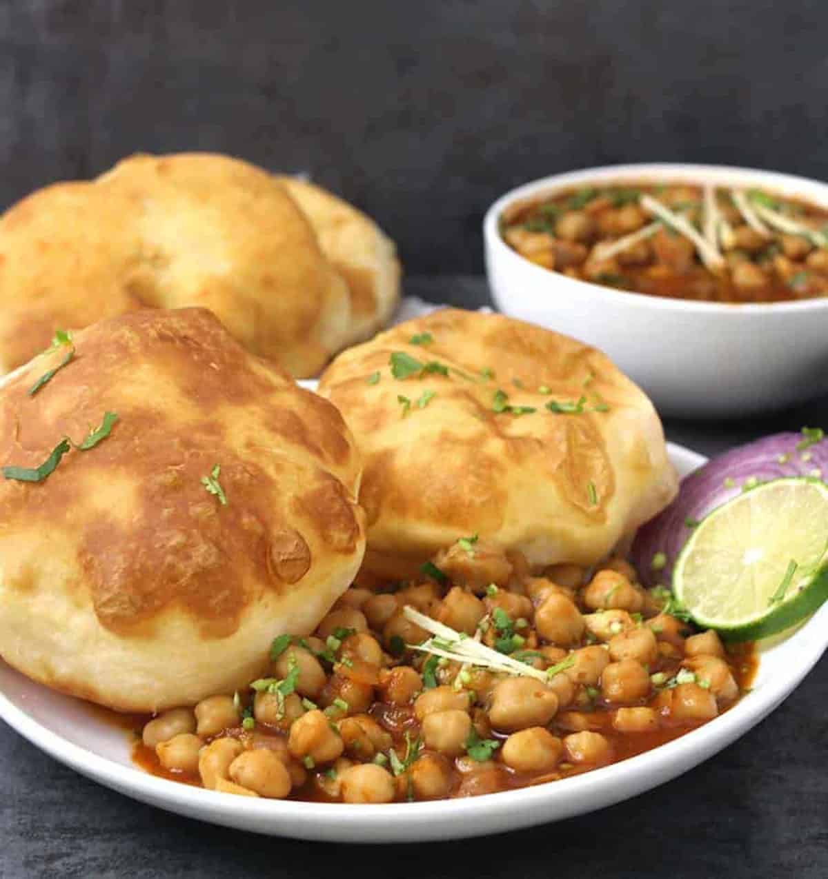 Chole Bhature | Chana Bhatura - Indian Recipe that can be served for breakfast, lunch, or dinner.