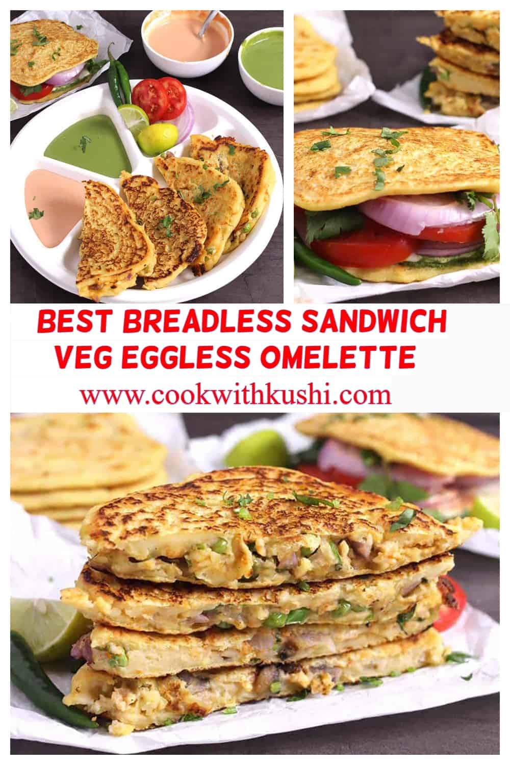 different ways of serving sandwich without bread, breadless sandwich, eggless omelette