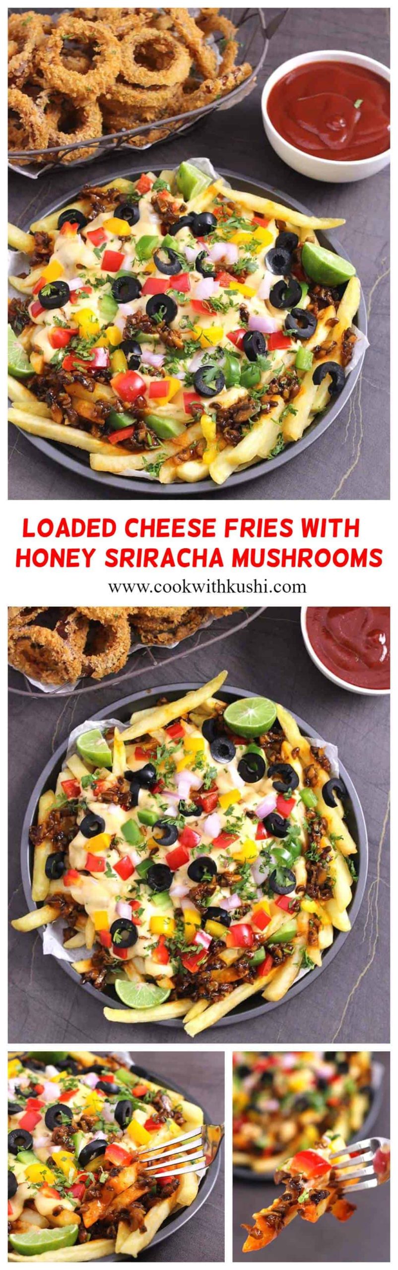 Loaded cheese fries or French fries are easy to make, finger licking good, total crowd pleaser appetizer or snack#vegetarianloadedfries #meatlessrecipes #appetizers #snacks #fingerfood #partyfood #superbowl #gamenight #marchmadness #footballfood #cheesefries #loadedfries #frenchfries #beer #nachosfries #cheesesauceforfries #fries #mushrooms #potatoes #bacon #pork 