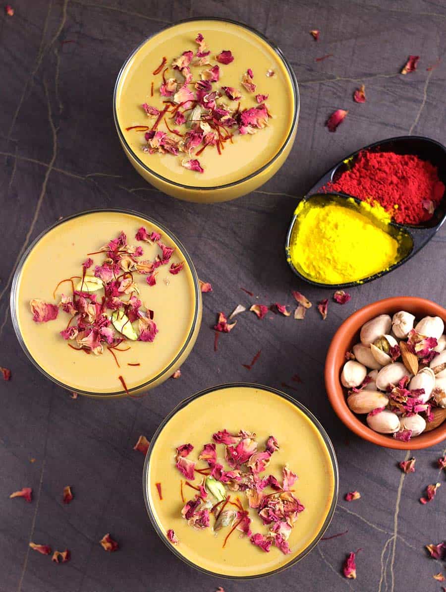 Mango thandai, Aam Thandai, Mango Recipes, summer food recipes, Indian festival and food recipes, holi, ugadi, navratri, diwali, ram navami, shivratri, ramdan, fasting and upvas, vrat recipes, make ahead milk based recipes, guruji thandai, popular Indian traditional recipes #thandai #holi #ramnavami #mango #ugadi #claypot #matka #fasting #vrat #upvas