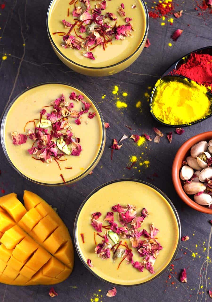 Mango thandai, Aam Thandai, Mango Recipes, summer food recipes, Indian festival and food recipes, holi, ugadi, navratri, diwali, ram navami, shivratri, ramdan, fasting and upvas, vrat recipes, make ahead milk based recipes, guruji thandai, popular Indian traditional recipes #thandai #holi #ramnavami #mango #ugadi #claypot #matka #fasting #vrat #upvas
