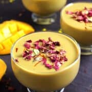 Mango thandai, Aam Thandai, Mango Recipes, summer food recipes, Indian festival and food recipes, holi, ugadi, navratri, diwali, ram navami, shivratri, ramdan, fasting and upvas, vrat recipes, make ahead milk based recipes, guruji thandai, popular Indian traditional recipes #thandai #holi #ramnavami #mango #ugadi #claypot #matka #fasting #vrat #upvas