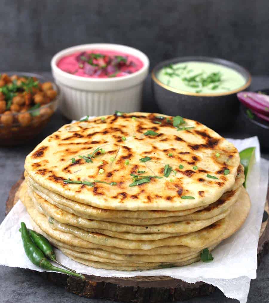 Aloo Paratha, How to make Paratha, Aloo naan, Indian flatbread recipes, vegan and vegetarian breakfast, lunch, dinner recipes, malabar parotta, bread stuffing, dhaba style, restaurant style, punjabi paratha, leftover mashed potato recipes, no yeast flatbread, #naan #roti #paratha