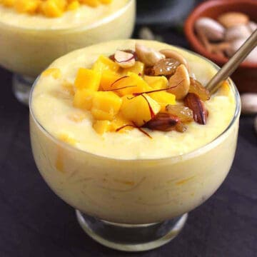 Mango Vermicelli kheer, semiya payasam, seviyan kheer. Eid, Holi Navratri Diwali Indian Recipes