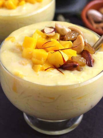 Mango Vermicelli kheer, semiya payasam, seviyan kheer. Eid, Holi Navratri Diwali Indian Recipes