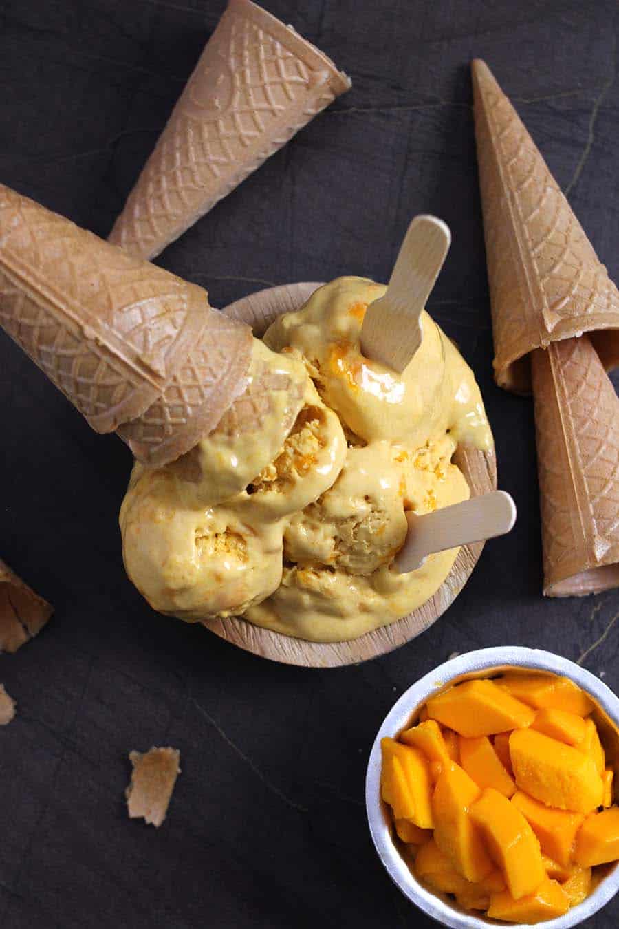 Homemade Mango Ice Cream | How to Make Mango Ice Cream, no churn ice cream, mexican mango ice cream, summer food recipes, summer desserts, no cooking recipes, best ice cream, mango coconut ice cream, mango recipes, fasting , upvas, vrat food, mango sorbet, no ice cream maker, mango mochi #icecream #mango #eggless #Nochurn #summerrecipes #indiansweets #indiandesserts