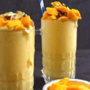 Mango Mastani, Mango Shake with ice cream, thick mango milkshake, mango ice cream homemade, bajirao mastani drink and story, diwali recipes, fasting recipes, mumbai, pune street food, summer drink dessert recipes, mango recipes, Indian dessert drink, navratri vrat recipes, alphonso recipes, mango pulp, chunks and puree, iftar and ramzan recipe