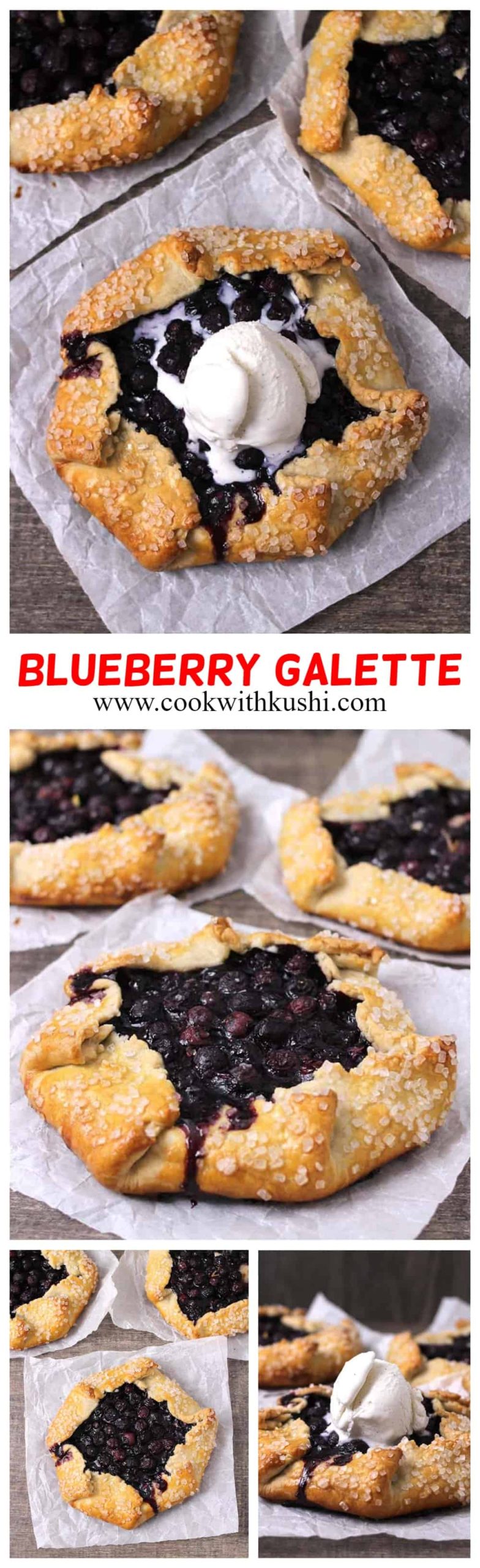 Blueberry Galette or Blueberry Crostata is simple and easy to make, yet so impressive fancy dessert where the sweet and fresh blueberries are encased in perfectly crispy, flaky and buttery homemade pie crust. The best summer dessert recipe! #blueberries #Blueberry #galette #pastrydough #crostata #piedough #Puffpastry #summerdesserts #holidaydesserts #applegalette #blueberrydesserts #freshbluberryrecipes