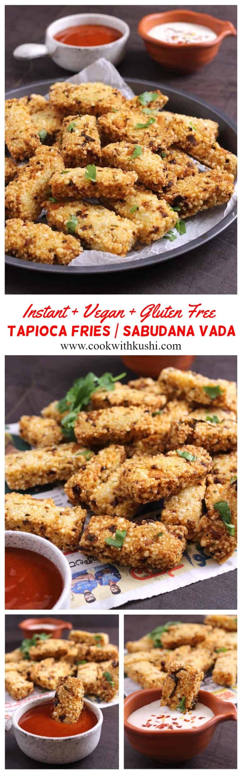 Sabudana Fries or Instant Sabudana Vada are irresistibly delicious and addictive snack or finger food crispy on the outside, chewy and melt in mouth texture inside. I bet you just can’t stop having one. #sabudana #sago #tapiocapearls #crispytapioca #sagovada #sabudanavada #indianrecipes #indiansnacks #fastingfood #upvasfood #vratkakhana #instantvada #sabudanafries