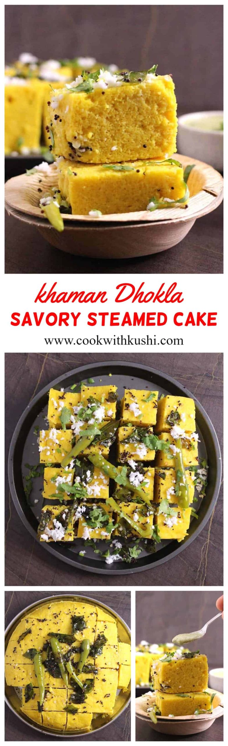 Dhokla or Khaman Dhokla is a soft and spongy,  instant steamed dish made using gram flour or chickpea flour (besan) and few spices. Dhokla is popular recipe from Gujarat, India that can be served for breakfast, snack, main coarse or side dish for lunch or dinner - yes it can be served for any meal :-) #dhokla #indianfood #instantpot #lunch #dinner #brunch #breakfast #streetfood #snack #sidedish #vegetarianmeal