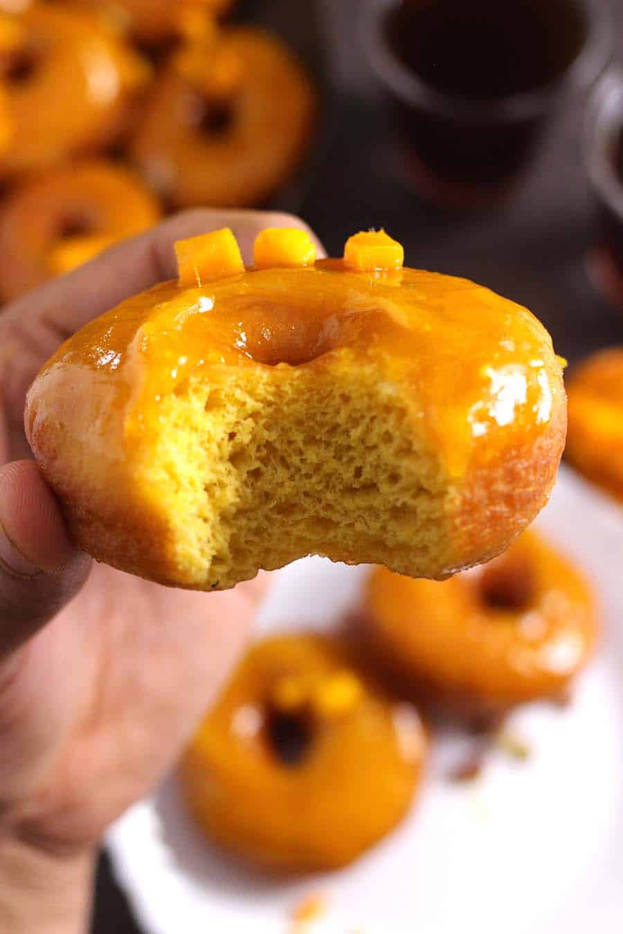 Creative ideas for donut glaze, icing and frosting, Best alternate to chocolate, tropical flavor, best and easy dough for doughnut. mango or fruit jam and compote 