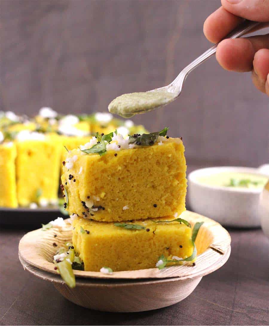 Gujarati Khaman Dhokla (Instant Dhokla or Besan Dhokla) for steamed savory cake #dhokla #khamandhokla #gujaratisnacks