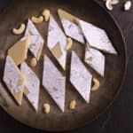 Homemade kaju katli or kaju barfi slices - Best Indian sweet or dessert recipe.