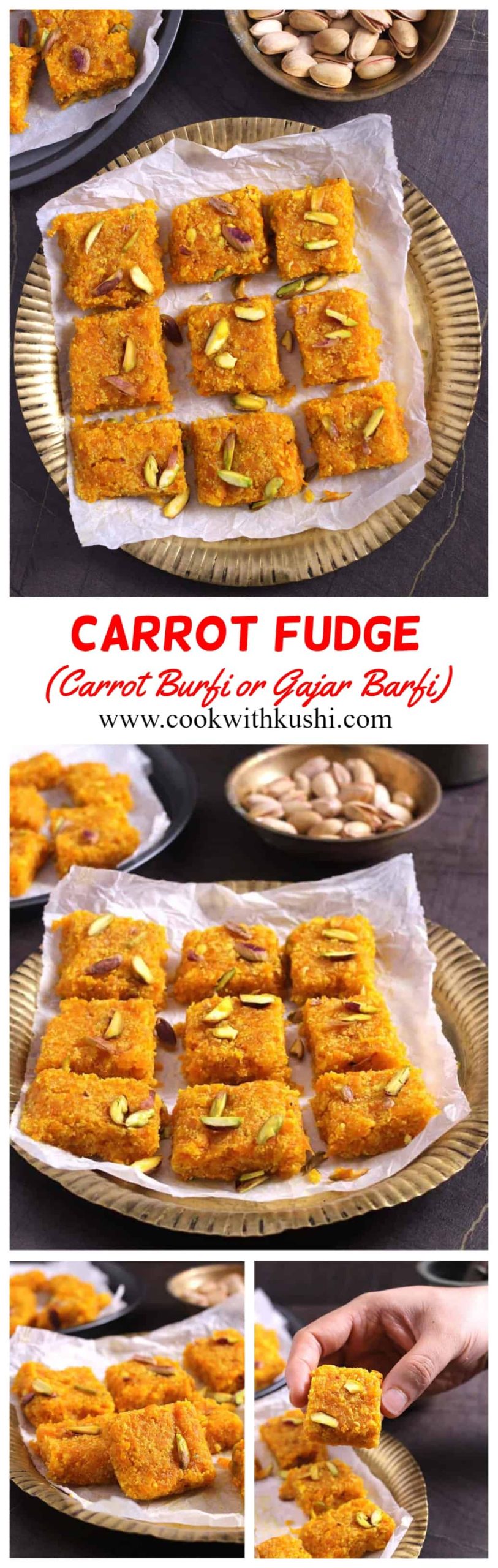 Carrot Burfi or Gajar Ki Barfi is a quick and easy to make, soft and melt in mouth Indian sweet or mithai recipe prepared using fresh grated carrots. #burfi #barfi #Indiansweets #indiandesserts #diwali #Mithai #halwa #laddu #Ladoo