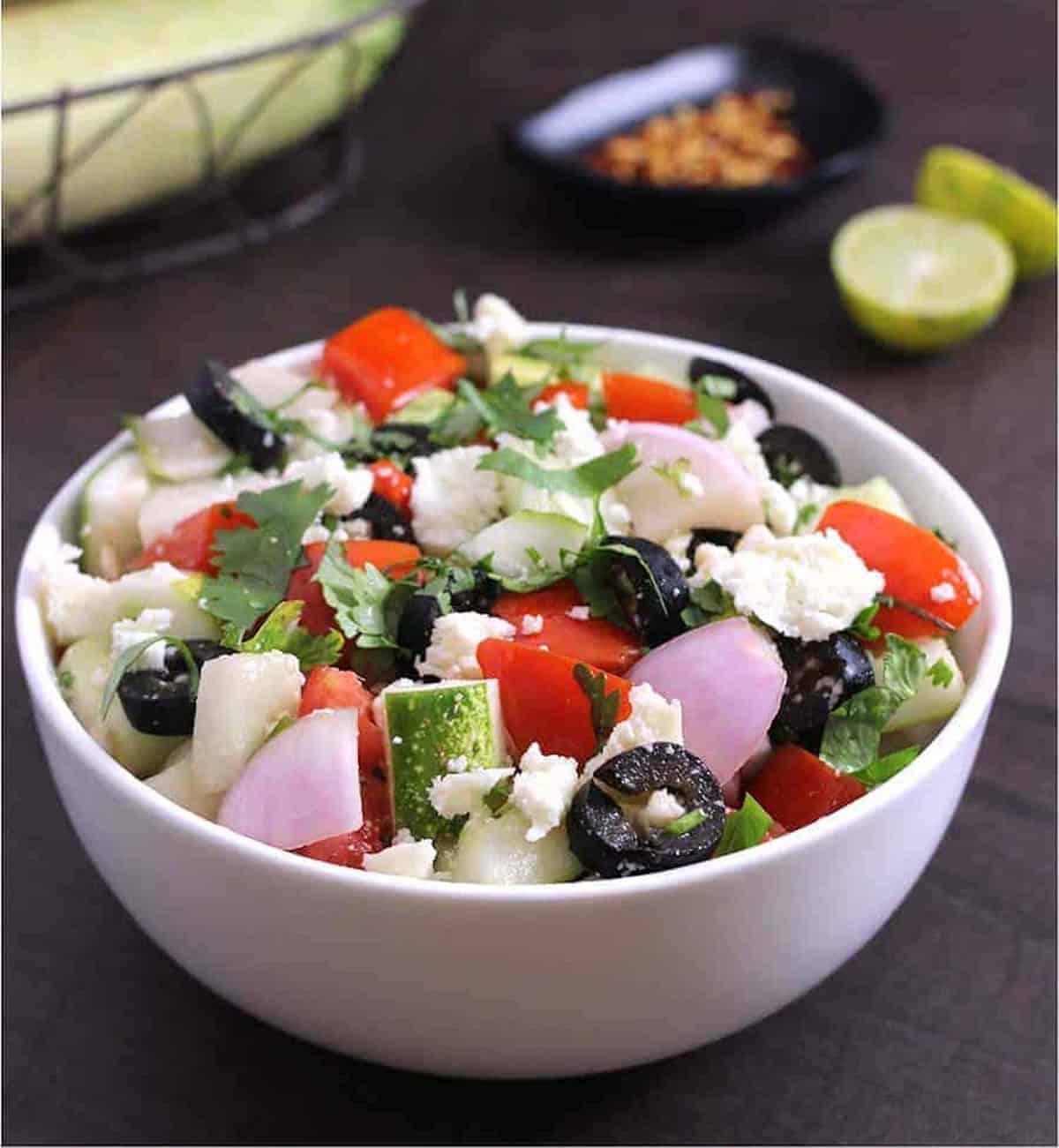 Authentic Greek Salad Recipe | Best Mediterranean Salad | Salad with Fresh Vegetables.