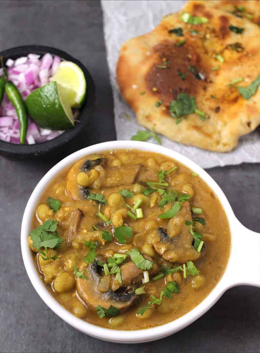 matar mushroom, paneer, gobi, aloo, green peas mushroom gravy, punjabi dishes, Indian food recipes dinner, lunch 
