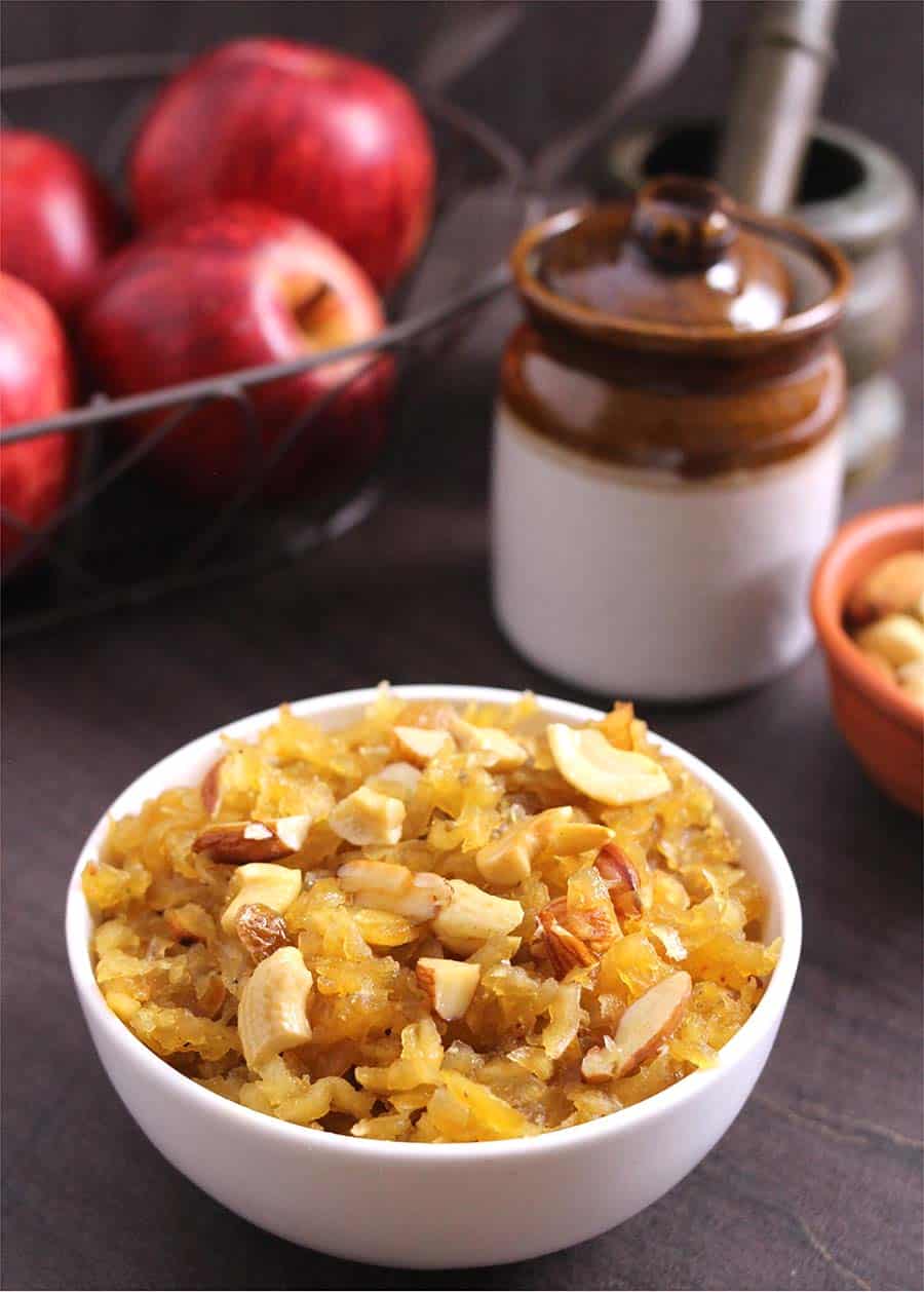 Apple Halwa Pudding, Caramelized apples, apple dessert recipes #halwa #pudding #fasting #vrat #upvas 
