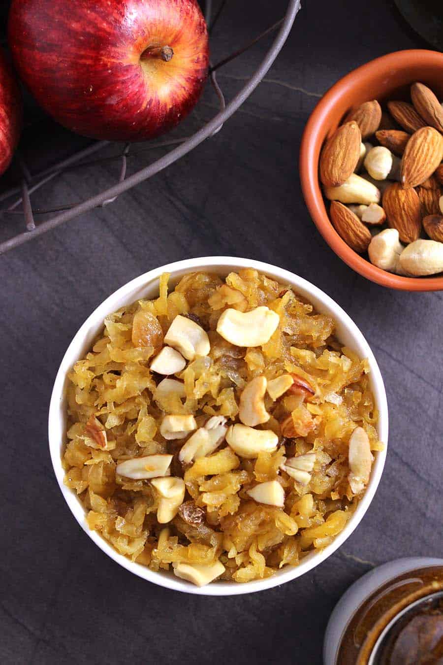 Apple Halwa Pudding, apple Recipes, Caramel apples, sweets for diwali, karwa chauth, Ganesh Chaturthi, Navratri