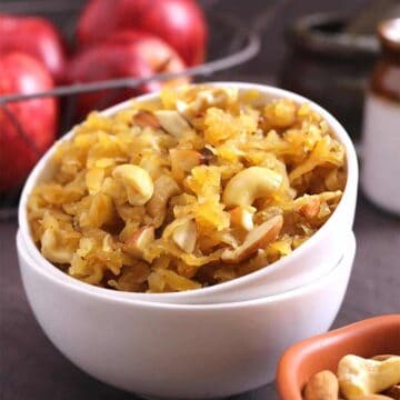 Apple Halwa Pudding, Desserts and sweets recipes for fall, winter, diwali, navratri #apples #caramelapples #mithai