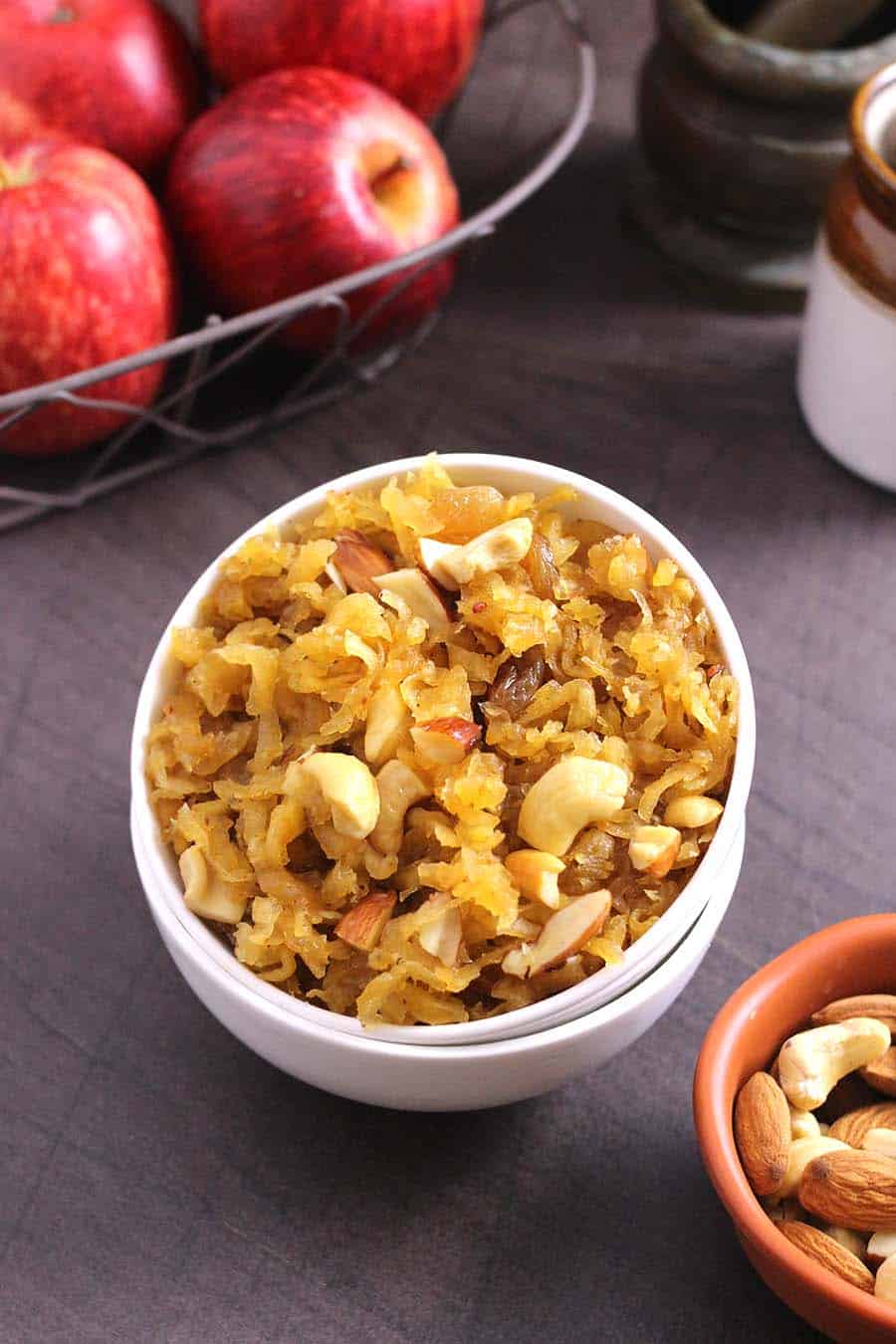 Apple Halwa Pudding, Caramelized apples, apple dessert recipes #halwa #pudding #fasting #vrat #upvas 