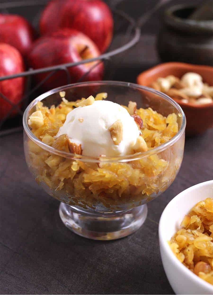 Apple Halwa Pudding, Caramelized apples, instant pot recipes, apple dessert recipes #halwa #pudding #fasting #vrat #upvas 