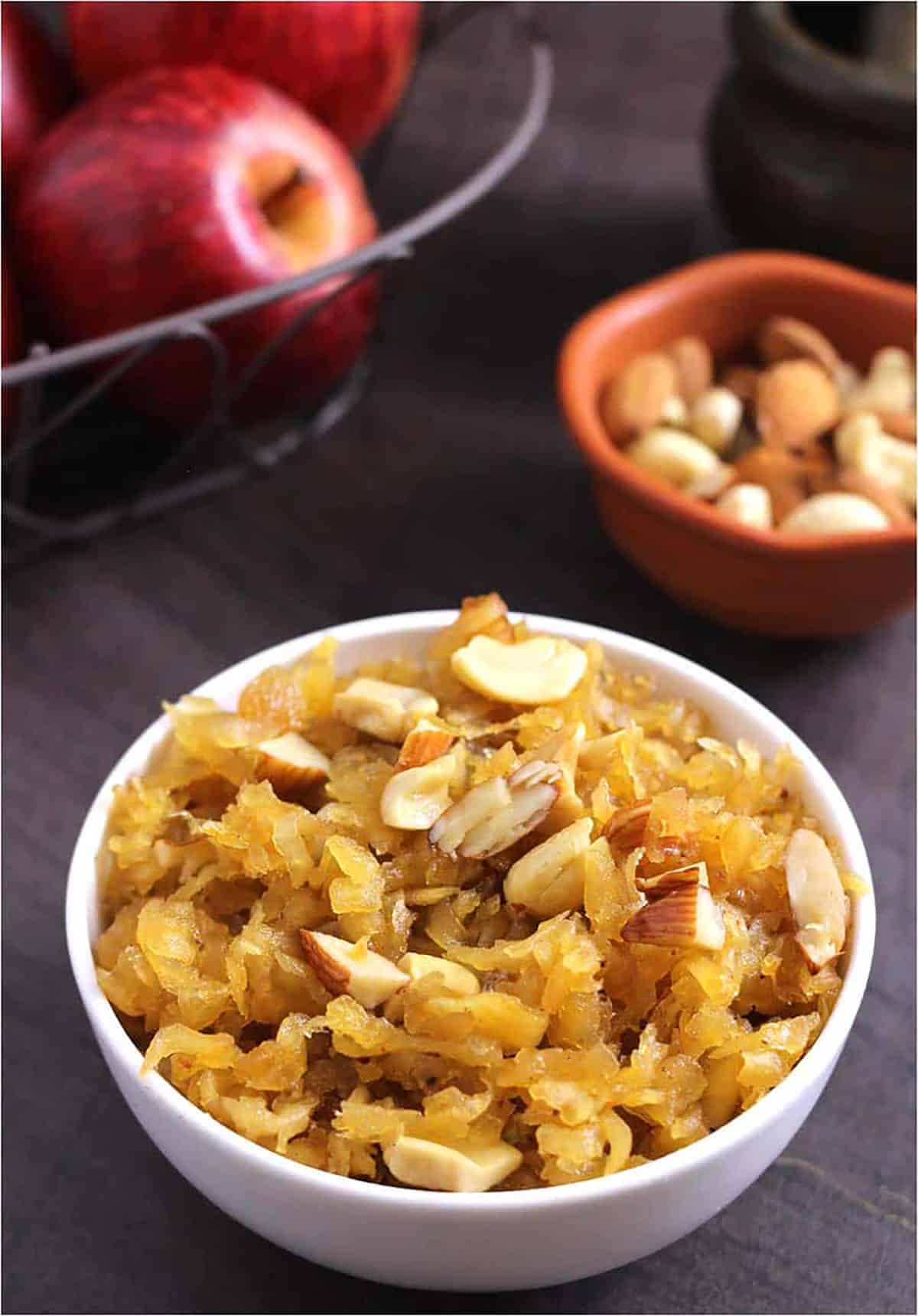 Apple Pudding (Indian Apple Halwa Sweet) : Best dessert for Navratri, Diwali, Karva Chauth. 