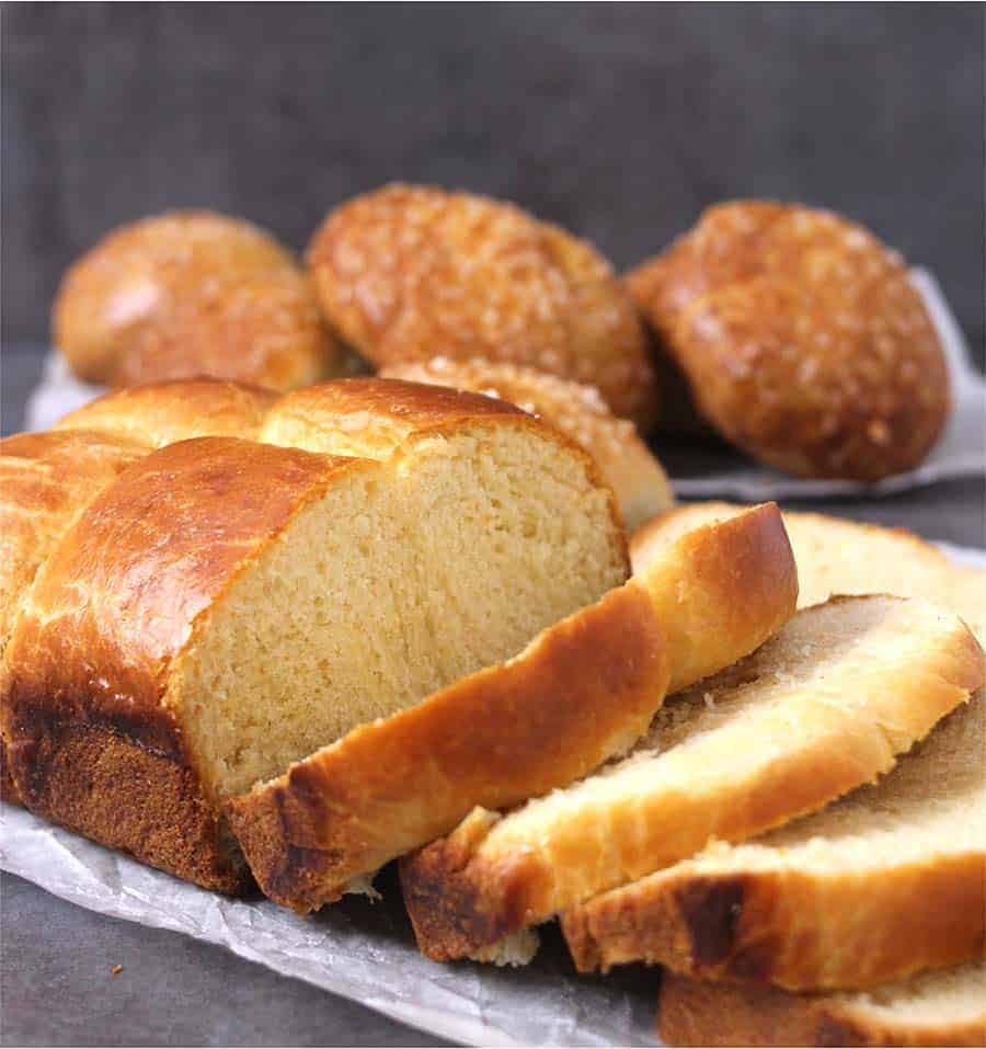 Brioche bread, bun, rolls, challah bun