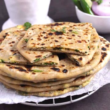 Simple Paneer Paratha Recipe | Indian Cheese Herb Stuffed Flatbread | Vegetarian Dinner Recipes.