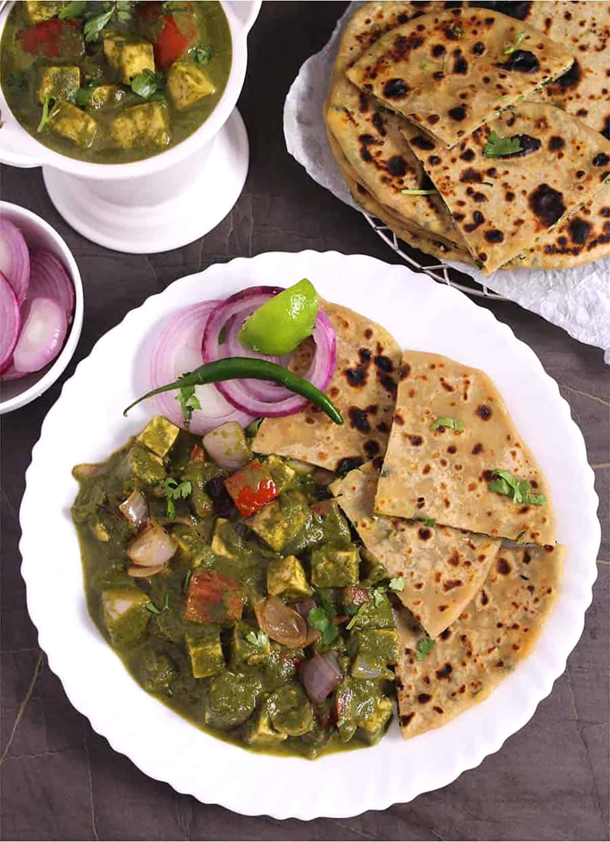 Best Indian Paneer Paratha Recipe | Cheese herb stuffed flatbread for breakfast, lunch, dinner.