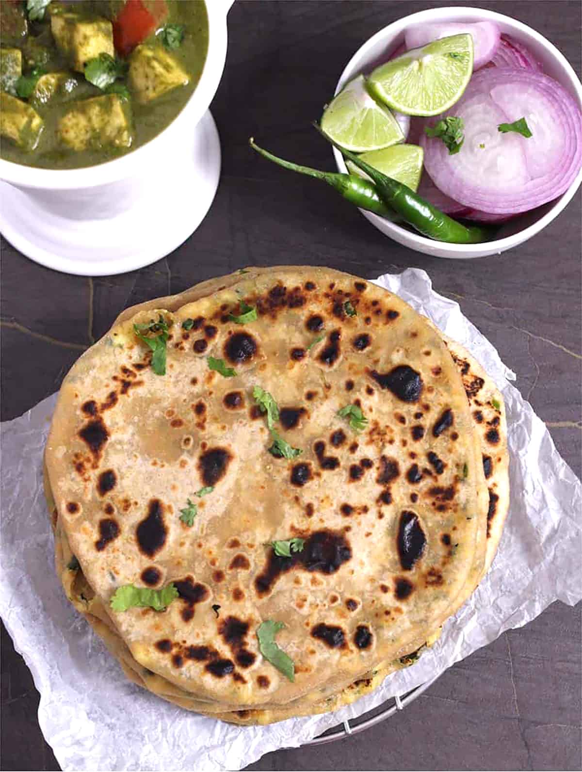 Perfectly cooked dhaba and restaurant style soft paneer paratha recipes. 